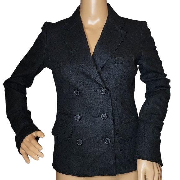 J. Crew wool double breasted black. blazer jacket. Size 0 - Picture 1 of 16